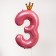 Foil ball 40 "" Number 3 with the crown ", the color is pink