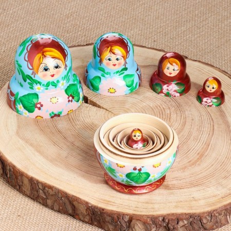 Nesting doll "pink flowers", 5 puppet, 14 cm-3