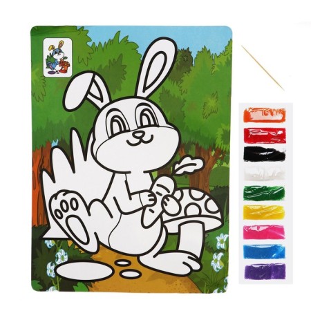 Fresco with a color base "Bunny with mushrooms" 9 flowers of sand 2 g-2