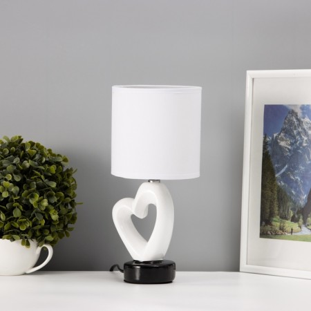 Traffic lamp with lampshade Risalux "Heart", E14, 40 W, White/Black, Figure base, 13 × 13 × 29 cm-2