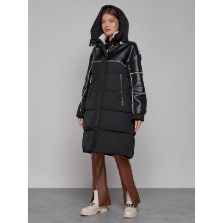 Coat insulated winter female, size 42, black color-4