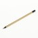Black pencil with an eraser, hardness of HB, round, sharpened, golden body.