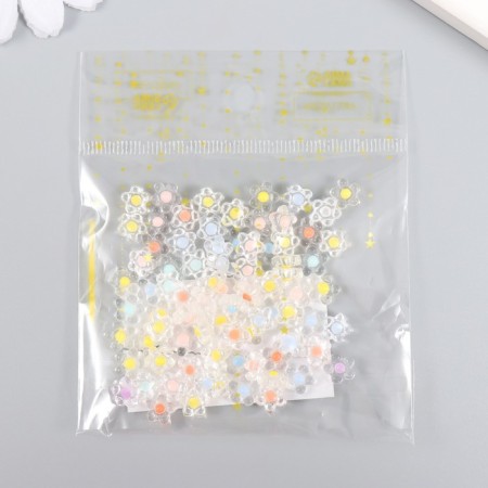 Decor for creativity Plastic "Flower with a colored middle" Gloss Set 80 pcs 0.7x0.7 cm-3