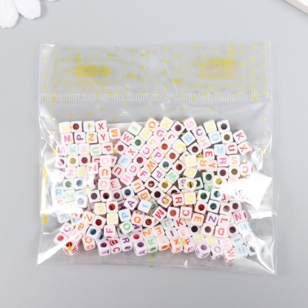 Beads for creativity plastic "English letters on a cube" Color set 20 g 0.5x0.5x0.5 cm-2