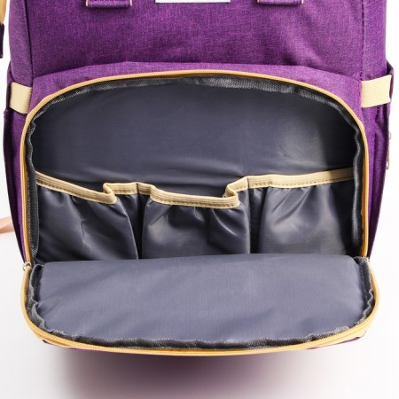 Bag backpack for mom and baby with a changing rug, purple color-11