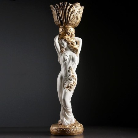 Figure "Girl Standing Kashpo on the head is medium" White-Bronza, 1.5 l / 19x80x19cm