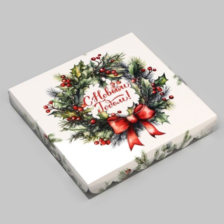 Bearbox, confectionery packaging, "Happy New Year!", 21 x 21 x 3 cm, New Year-2
