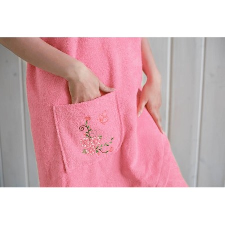Women's set for the sauna (Pareo+Chalma) with embroidery, pink-3