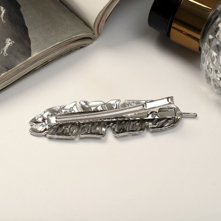 Liberty hair clip, feather, 7.5 cm, silver-1