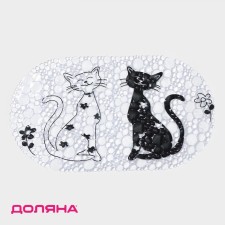 The rug anti -slip into the bathtub on the suction cups of the “cats”, 38 × 67.5 cm, white color