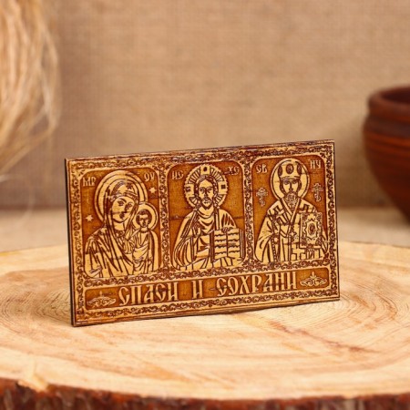 Triptych icon 12x6.5 cm, birch bark-2