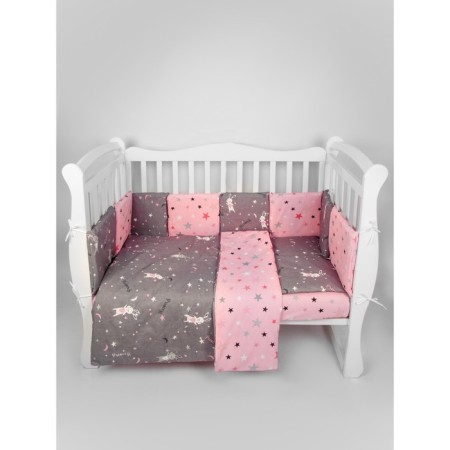 A set of 15 items (3+12 pillows-borts) Amarobaby Princess, gray/pink