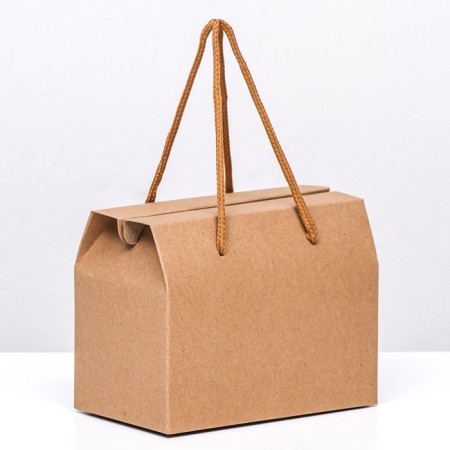 Box-pack, with handles, craft, 15 x 11 x 9 cm