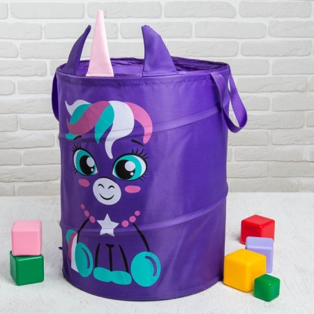 A basket for storing toys "unicorn", with handles, 45x35x35 cm-4