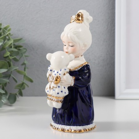 Souvenir Ceramics "Baby in a night shirt with a teddy bear" Cobalt 7x7.5x16.5 cm-3