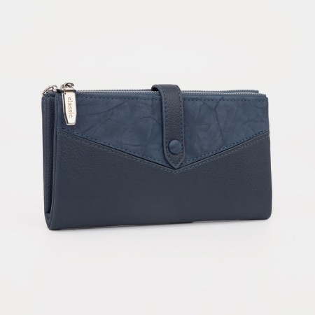 Women's wallet on the button, blue color