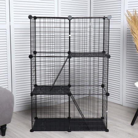 Coaters 24 sections with textile shelves, metal, black, 210 x 210 x 35 cm, (35 x 35) 96044-1