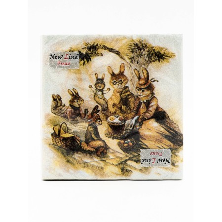 Napkins Paper New Line "Easter hares", 2 layers, 33*33 cm, 20 pcs.