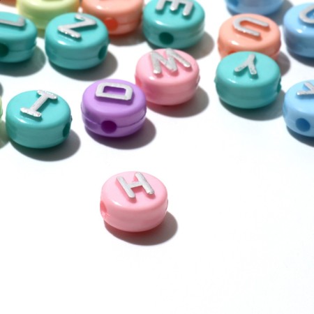 Acrylic bead "English letters", 10 × 6 mm, set 10 g, silver mix color-1