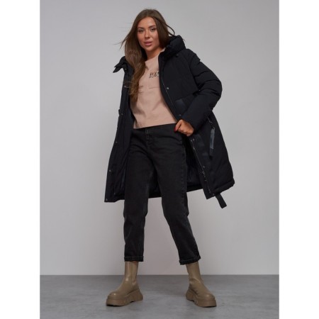 Coat insulated winter female, size 50, black color-16