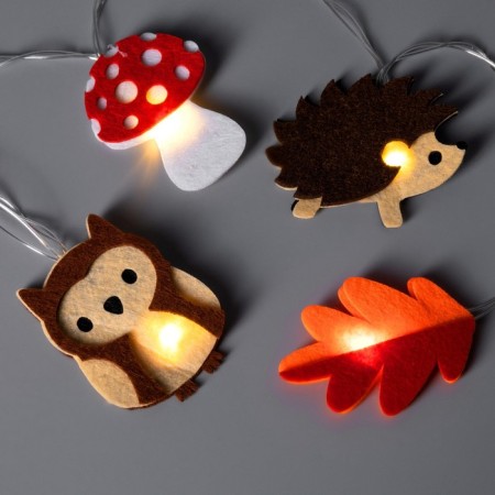 Garland “thread” 1.35 m with nozzles “Lesnaya”, IP20, transparent thread, 10 LED, glow warm white, AAH2
