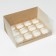 Confectionery folding box for 12 cupcakes Kraft 31 x 24 x 14 cm