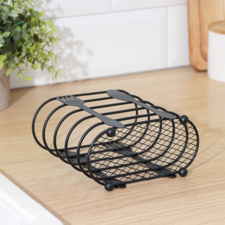 Drywall for cutlery of the share, 16 × 16.4 × 7.5 cm, black color-3