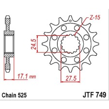 Front Steel Leading Star JTF749, chain 525, 15 teeth