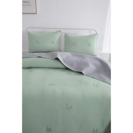 A set with a blanket "Jacqueline", size 230x250 cm, 50x70 cm - 2 pcs, green color-7