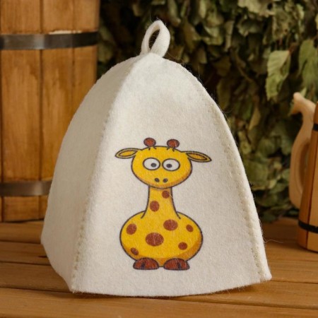 Bath cap for children "Giraffe" with print, white