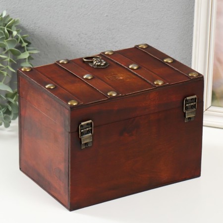 Casket chest "Leo. With rivets" Brown 21.8x15.5x15 cm-3