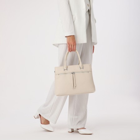 Luggage bag on lightning, 2 external pockets, milk color-9
