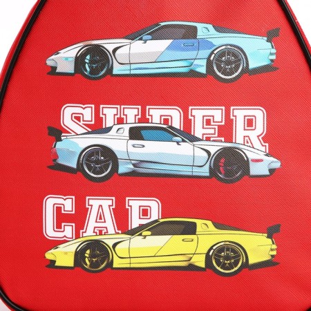 Baby backpack for the boy "Racing Machines", 23x20.5 cm, lightning department, red color-3