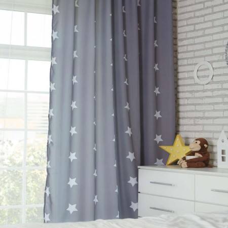 Set of curtains "Ethel" Grey Stars 145*260 cm-2 pcs, 100% p/e, 140 g/m2