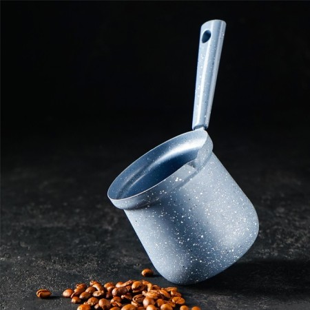 Turk Dolyana “Marble Gray”, 450 ml, D = 9 cm, 20 × 9 × 14 cm, plastic handle, anti -stick coating, induction, color gray-6