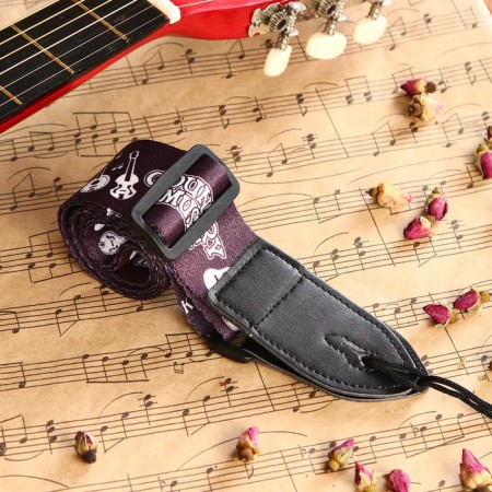 Guitar belt, black, tools, length 60-117 cm, width 5 cm-7