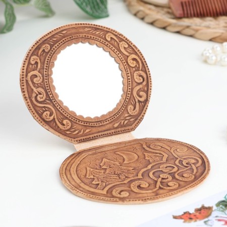 Mirror on hinges, mix, birch bark