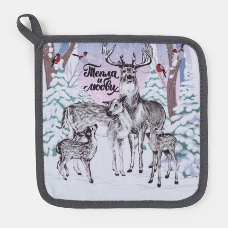New Year's kitchen set "Miracles Time": mittens-output 20x28 cm, take 17x17 cm-1
