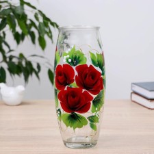 VAZ Red Rose with painting on the venue, D-7cm 10x23 cm