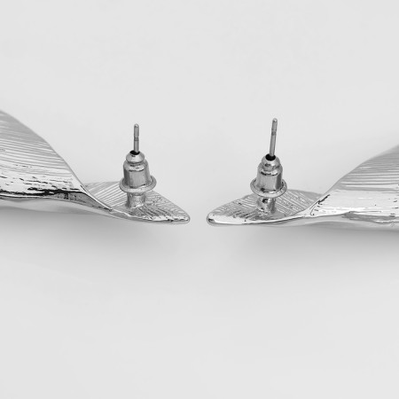 Earrings Metal "Bohemia" New Leaf, Color silver-2