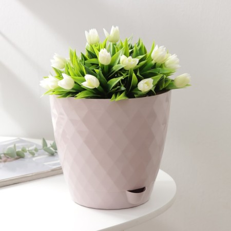 Pot for flowers with basal watering "Rumba", 3 l, pink color