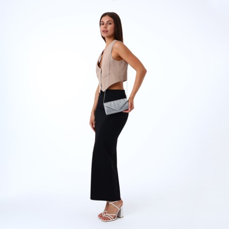 Female clutch, valve department, long chain, silver color-5
