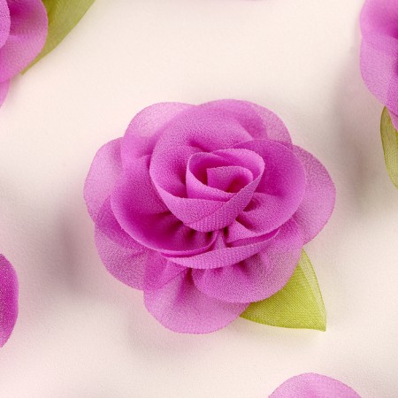 Flower with petals, leaflet, fabric, set of 8 pcs., Purple color-1