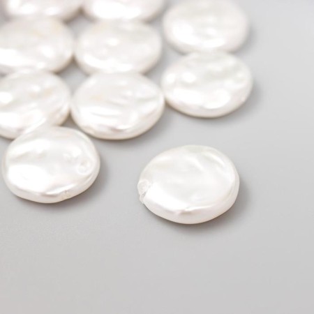 Beads for creativity plastic "Round flat pearl" set 10 pcs 1.6x1.6x0.5 cm