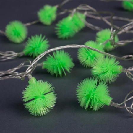 Garland “thread” 5 m with nozzles “Green Hedgehogs”, IP20, Transparent Thread, 30 LED, Green Glows, 8 modes, 220 V-1