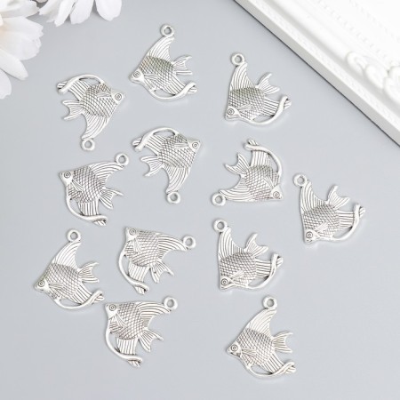 Decor for creativity Metal "Fish Clown" silver set 12 pcs 2.5x3 cm-1