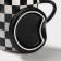 Ceramic mug with a spoon "Abstract", 400 ml, black and white color