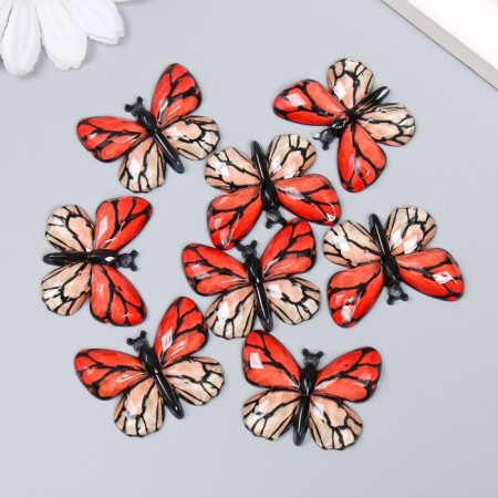 Decor for creativity plastic "Butterfly, red-pink wings" 2.5x3.2 cm-2