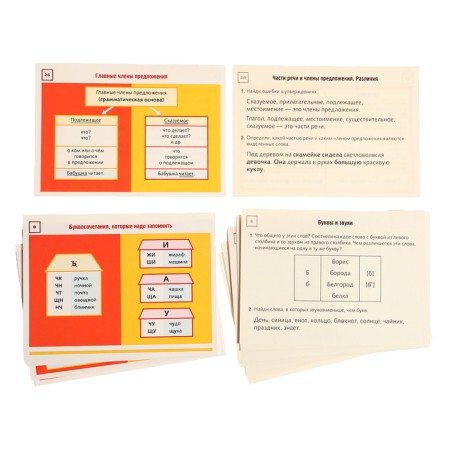 Training manual for children "Cards - cheat sheets. Russian language ", grade 1-4-5