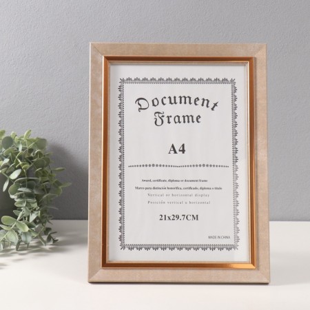 Photo frame Plastic format A4 "Violett" beige with a gold strip of 1.5x25.4x34 cm